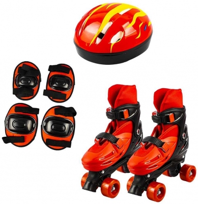 Set patine cu rotile, casca, cotiere si genunchiere, marime L (39-43), diverse culori